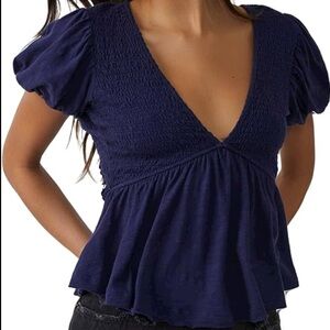 NWT Free People Charlotte Top Navy